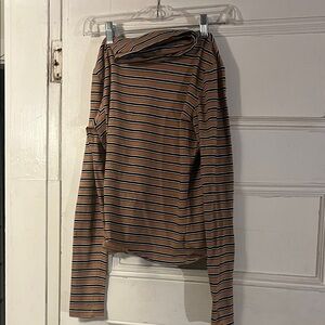 Urban Outfitters Brown and Black Striped Long Sleeve mock neck